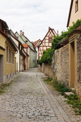 A cat on an old street in Rothenburg ob der Tauber, Germany	