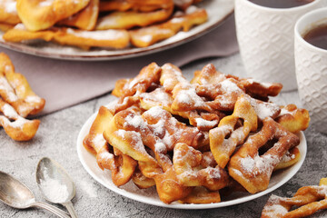 Angel wings, traditional sweet crisp pastry