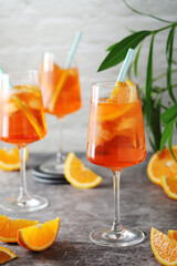 Glasses with aperol spritz cocktail