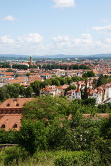 Fototapeta na wymiar The panorama of Bamberg from a castle hill, Germany 