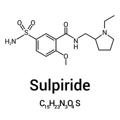 chemical structure of Sulpiride (C15H23N3O4S)