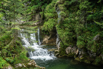 Fototapeta na wymiar Rottach Wasserfall im bayerischen Wald am Tegernsee in Bayern