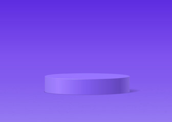 Violet cylinder pedestal podium. Realistic vector rendering 3d shape
