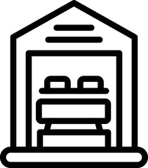 Card glamping icon outline vector. Forest house. Lodge vacation