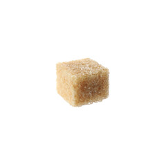 One brown sugar cube isolated on white