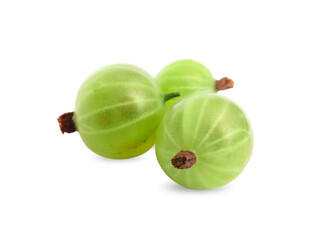 Three fresh ripe gooseberries isolated on white