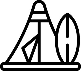 Trip tent icon outline vector. Nature outdoor. Vacation card