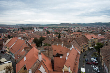 Fototapeta na wymiar Sibiu fortress view from the advice tower 101