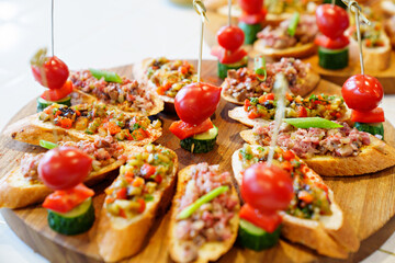  sandwiches with pate and vegetables. tartarus 