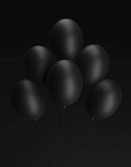 Czarne balony na czarnym tle - obrazy, fototapety, plakaty