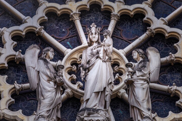 Notre Dame of Paris last judgment ornate facade details, France