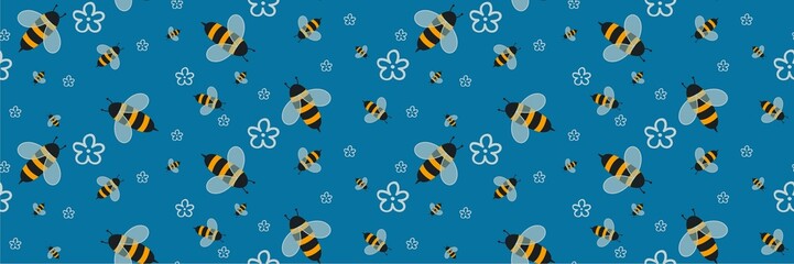 Kids seamless bee pattern for fabrics and packaging and gifts and cards and linens and wrapping paper