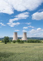 Fototapeta na wymiar Green landscape and nuclear power plant
