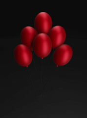 Czerwone balony na czarnym tle - obrazy, fototapety, plakaty