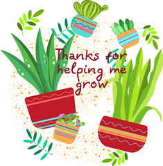 Card with home plants