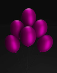 Różowe balony na czarnym tle - obrazy, fototapety, plakaty