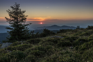 sunset landscape in the vosges mountains