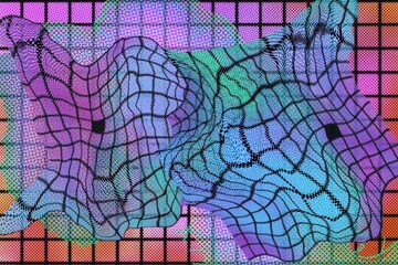 abstract 3D Matrix Space movement Grid in motion, futuristic concept space time design background in holographic colors