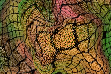 abstract 3D Matrix Space movement Grid in motion, futuristic concept space time design background in holographic colors