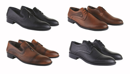 Male shoes collection. men shoes over isolated background