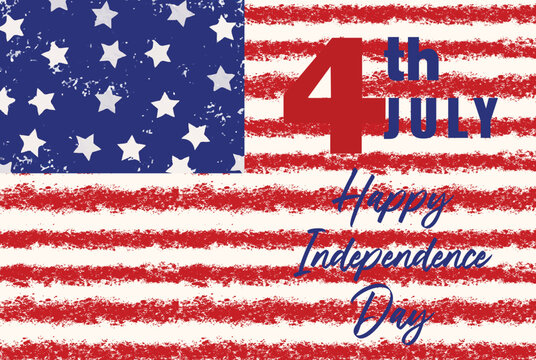 4th of July American independence day background wishes you a happy holiday vector Illustration