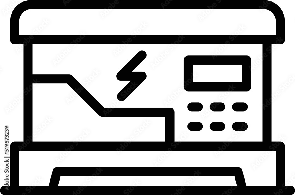 Poster static generator icon outline vector. power electric. motor backup