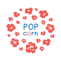 Popcorn kernels explosion set packaging flat design cartoon vector