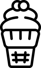 Cupcake icon outline vector. Chocolate fondue. Food machine