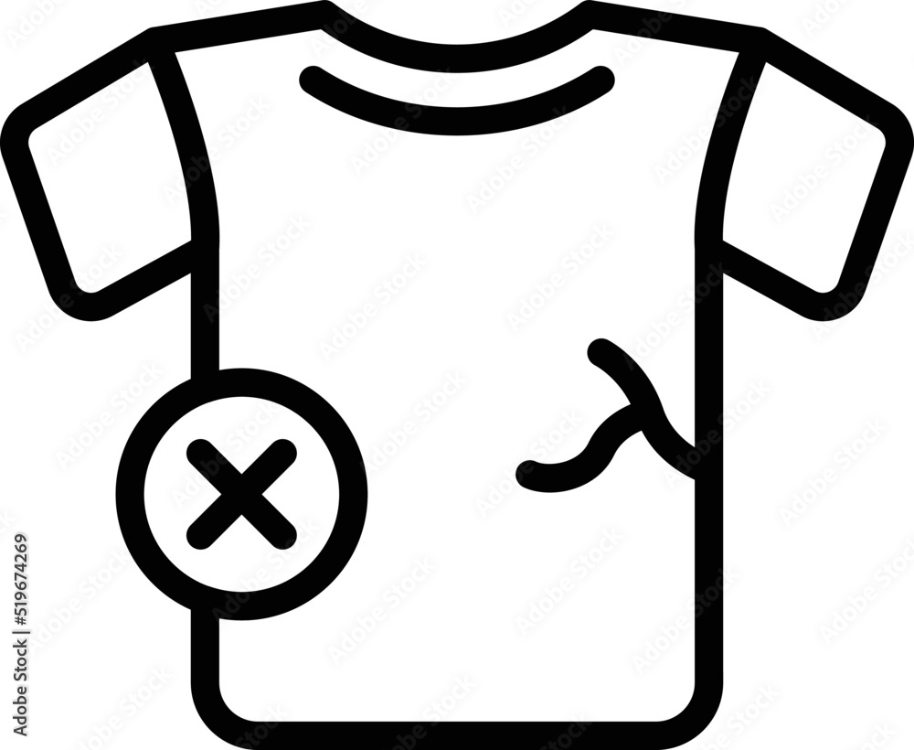 Poster defective tshirt icon outline vector. product control. broken return
