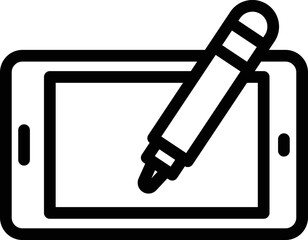 Tablet digital pen icon outline vector. Computer design. Draw signature