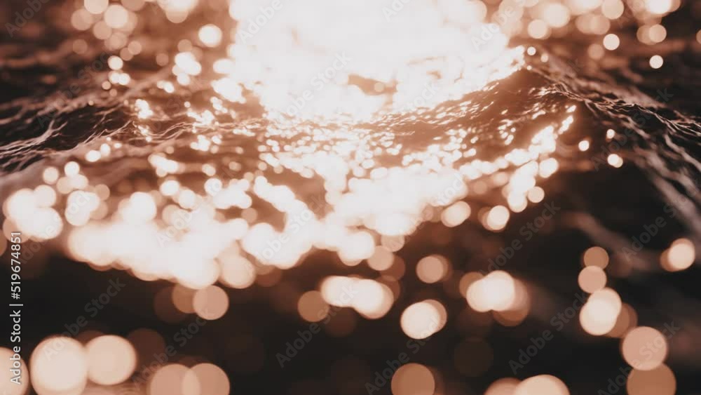 Poster realistic cinematic very shallow depth of field camera looping slow motion 3d animation of the wavin