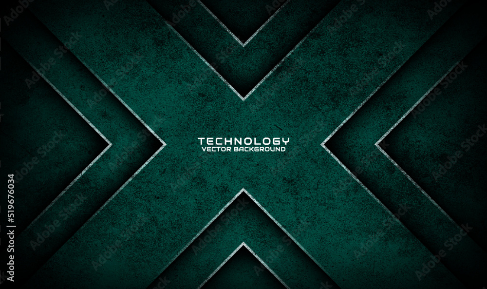 Aufkleber 3d green techno abstract background overlap layer on dark space with x shape effect decoration. grap