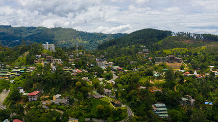 Ella town among mountains and tea plantations. Sri Lanka.