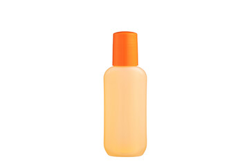 Matte plastic bottle with orange cap  isolated on white background.