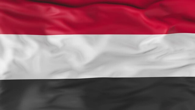 The flag of Yemen is fluttering in the wind. Animation 3d