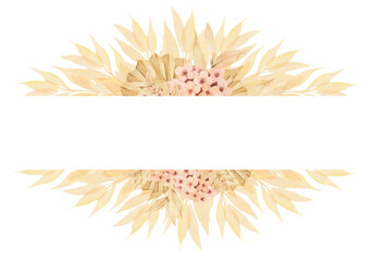 Bohemian beige watercolor floral frame