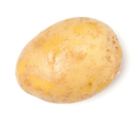 potato isolated over white background. Top view, flat lay..