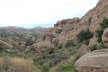 Desert rocks, close to San Andreas Fault in Southern California, Vasquez Rocks Natural Area and Nature Center