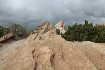 Titled sandstone rocks, Vasquez Rocks Natural Area and Nature Center