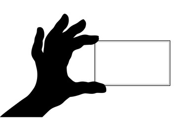 Hand Silhouette mit blanko Karte, 
Vektor Illustration isoliert auf weißem Hintergrund
