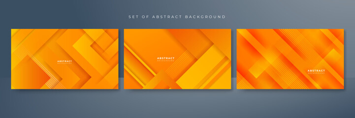 Set of abstract background with orange and yellow gradient color.Abstract background with modern trendy fresh color for presentation design, flyer, social media cover, web banner, tech banner