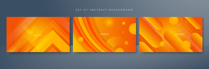 Fototapeta premium Set of abstract background with orange and yellow gradient color.Abstract background with modern trendy fresh color for presentation design, flyer, social media cover, web banner, tech banner