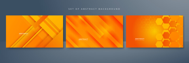 Set of abstract background with orange and yellow gradient color.Abstract background with modern trendy fresh color for presentation design, flyer, social media cover, web banner, tech banner