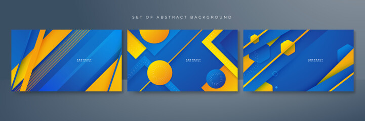 Set of abstract background with blue and yellow gradient color