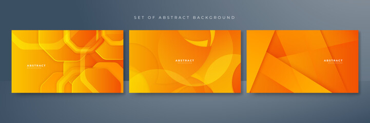 Set of abstract colorful orange and yellow background. Abstract background with modern trendy fresh color for presentation design, flyer, social media cover, web banner, tech banner