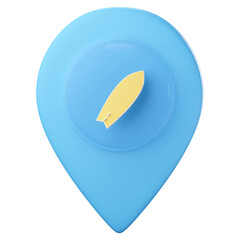 3d illustration surf location pin