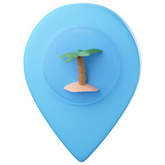 3d illustration beach location pin