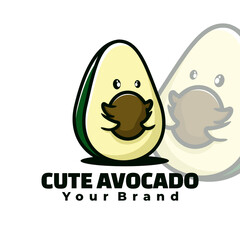 logo cute avocado art illustration
