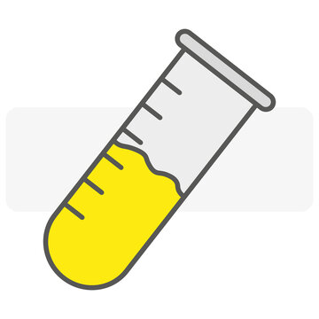 Cartoon test tube yellow for medical design. Vector illustration. stock image.