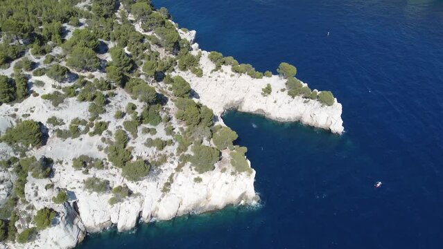 Aerial view of sea and Cassis